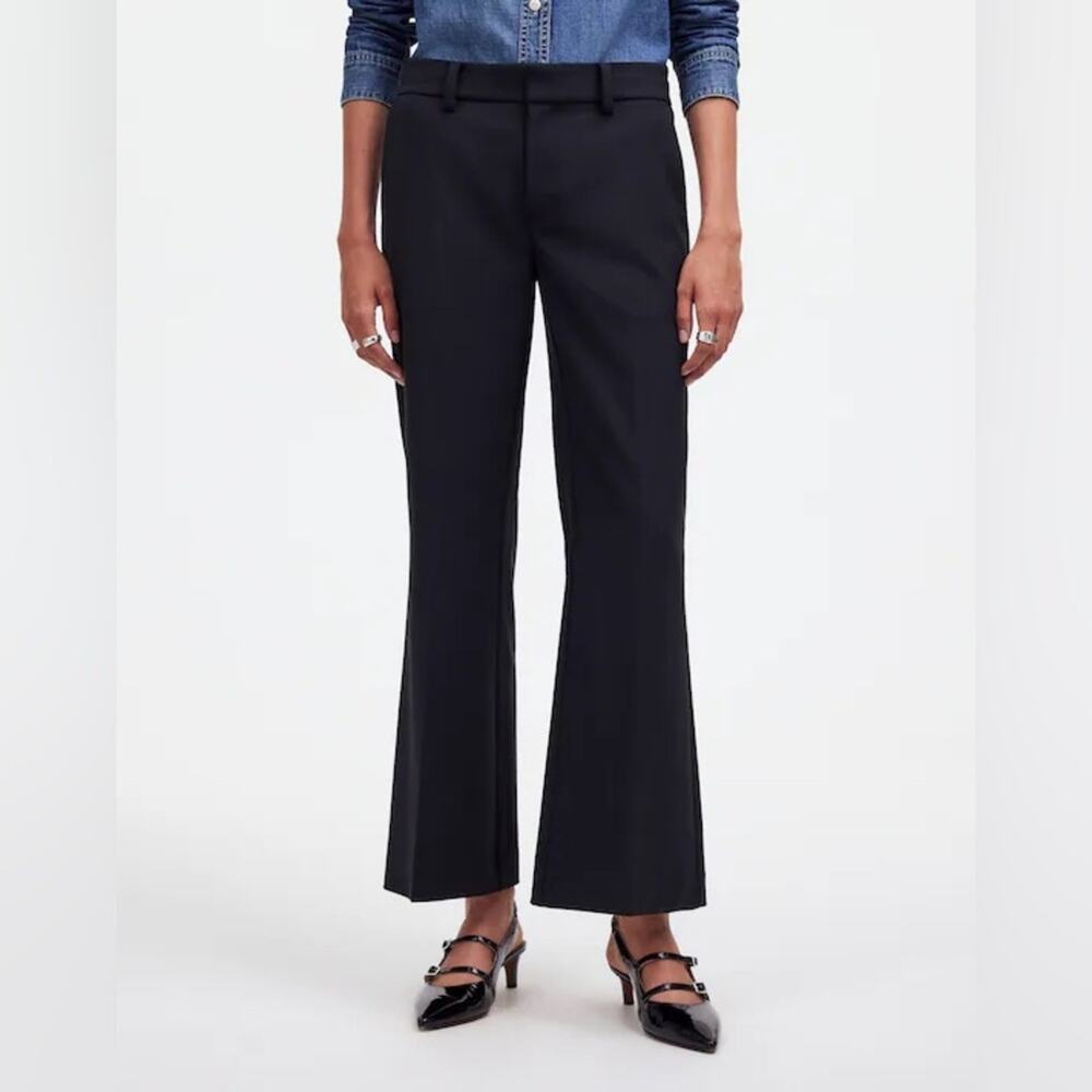 NWT Madewell Kick Out Crop Pants in Wool-Blend Twill in Black - Size 4